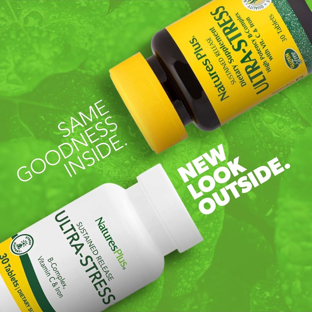 NaturesPlus Ultra-Stress with Iron, Sustained Release - 30 Vegetarian Tablets - Stress Relief Supplement with B-Complex & Vitamin C - Energy Booster, Mood Enhancer - Gluten-Free - 30 Servings 3