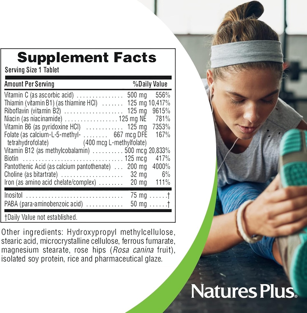 NaturesPlus Ultra-Stress with Iron, Sustained Release - 30 Vegetarian Tablets - Stress Relief Supplement with B-Complex & Vitamin C - Energy Booster, Mood Enhancer - Gluten-Free - 30 Servings 6