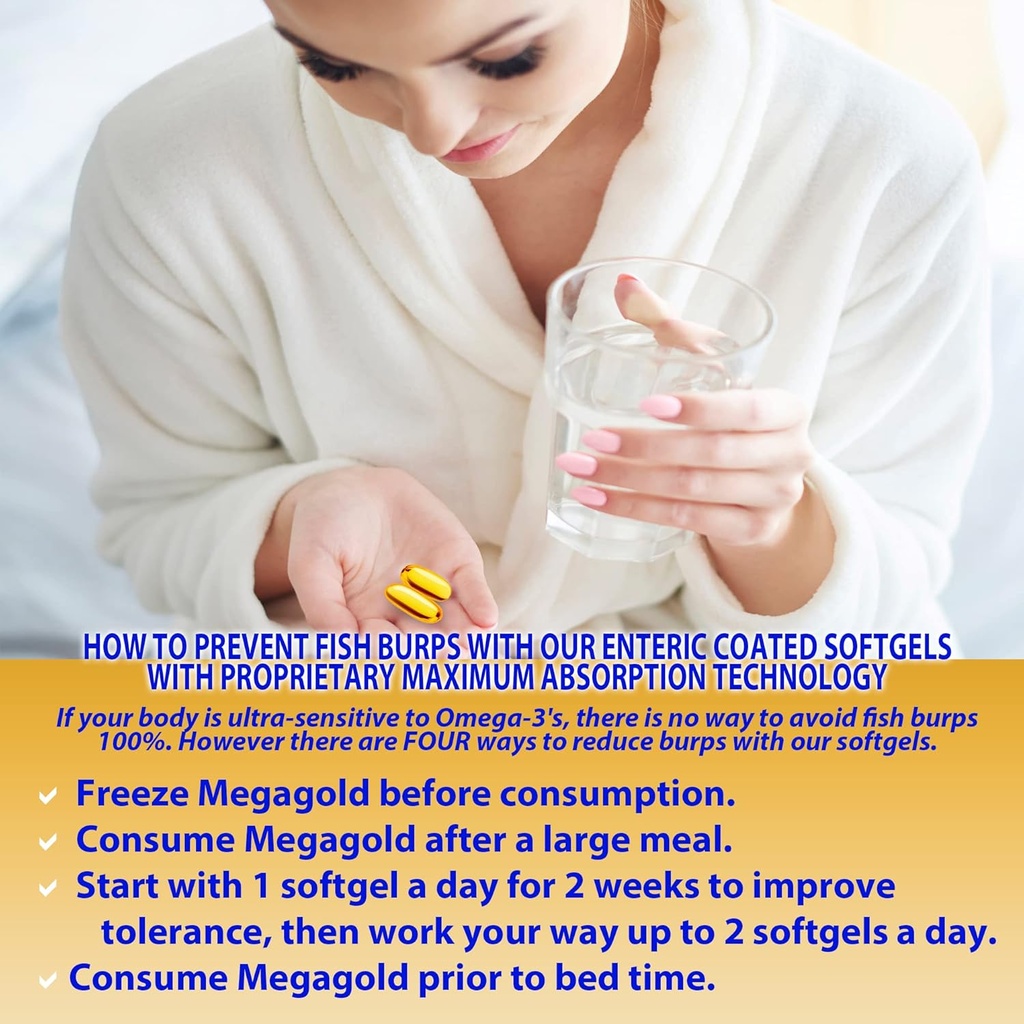 Omega 3 Fish Oil Supplement – 2000mg with EPA DHA & Vitamin E – Burpless, Triple Strength Support for Men & Women – 120 Easy Swallow Softgels 3