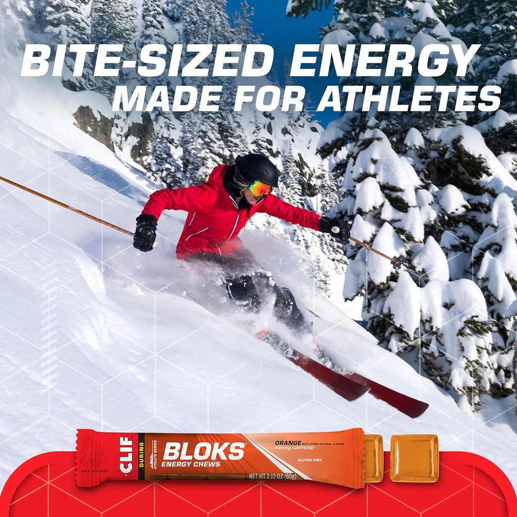 CLIF BLOKS - Orange Flavor with Caffeine - Energy Chews - Non-GMO - Plant Based - Fast Fuel for Cycling and Running - Quick Carbohydrates and Electrolytes - 2.12 oz. (18 Count) 4