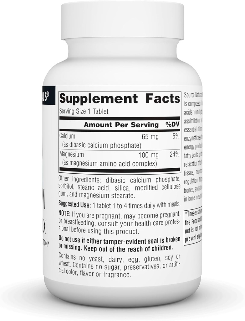 Source Naturals Magnesium Chelate Complex, Supports Nerve & Muscle Function*, 100 mg -100 Tablets 3