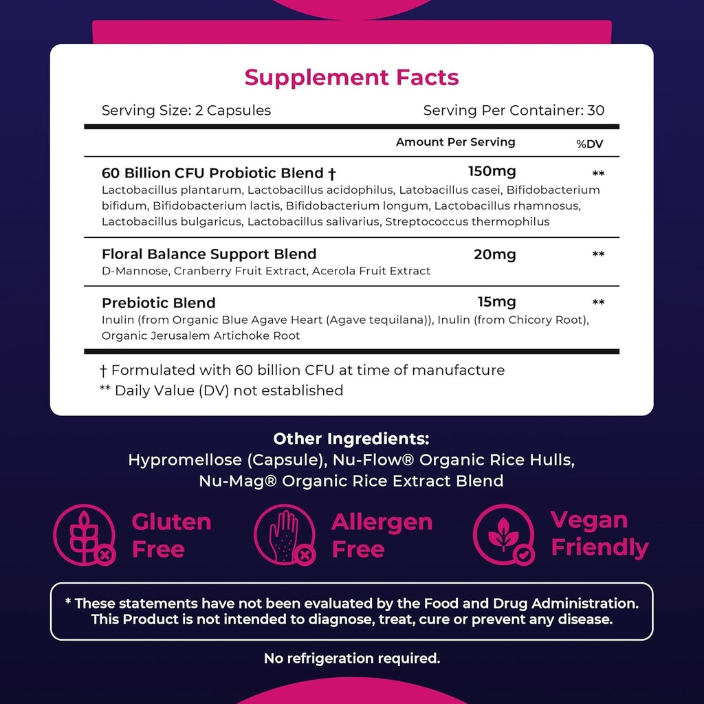 Waylo Probiotics for Women 60 Billion CFU – Tiny Easy-to-Swallow Capsules – 10 Strains + Prebiotics, Cranberry & D-Mannose – Gut, Vaginal Probiotics, pH & Immune Health, Vegan – 60 Caps 5