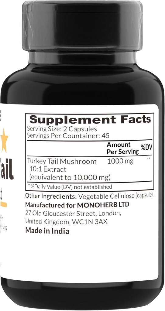 MONOHERB Turkey Tail Mushroom Extract 1000 mg - 90 Vegetarian Capsules 3