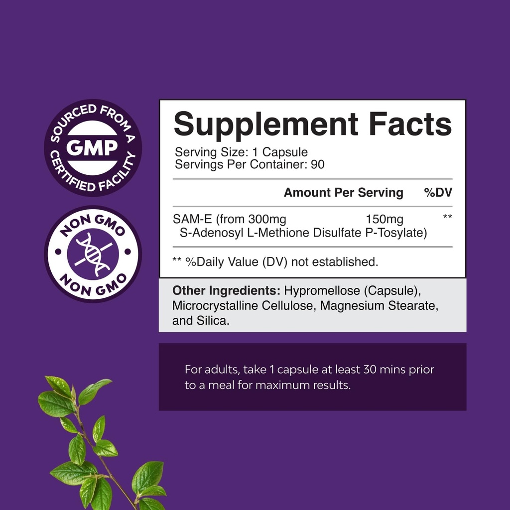 Bundle of Pure SAM E Supplement 150mg - Nootropic Same 150mg Per Serving for Memory & Brain Support and Free Form L Tyrosine 500mg for Mental Energy & Focus Support - Amino Acid Nootropic Supplement 3