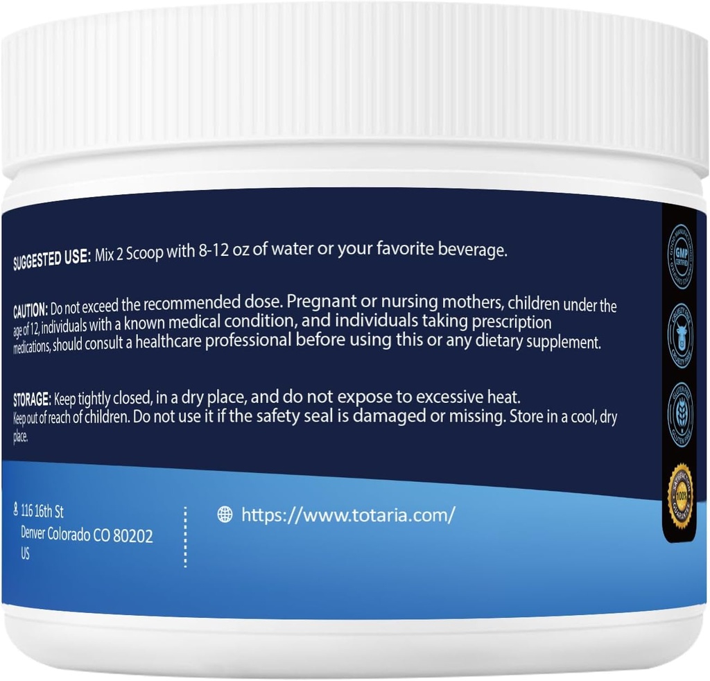 Totaria Bovine Colostrum Supplement Powder for Gut Health, Hair Growth, Beauty and Immune Support - USA Farm Grass Fed - No Fillers, GMP Certified Calostro Bovino para Adultos Organico, 60 Servings 6