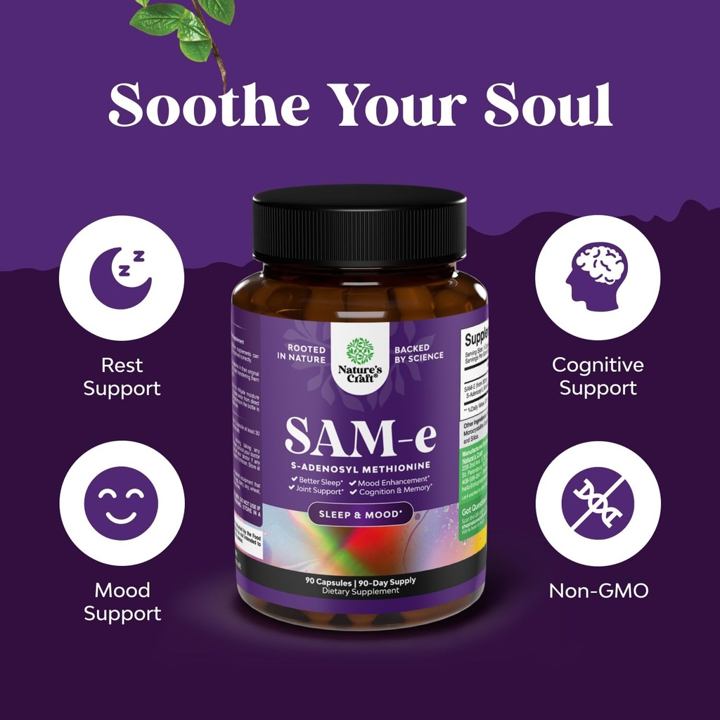 Bundle of Pure SAM E Supplement 150mg - Nootropic Same 150mg Per Serving for Memory & Brain Support and Free Form L Tyrosine 500mg for Mental Energy & Focus Support - Amino Acid Nootropic Supplement 5