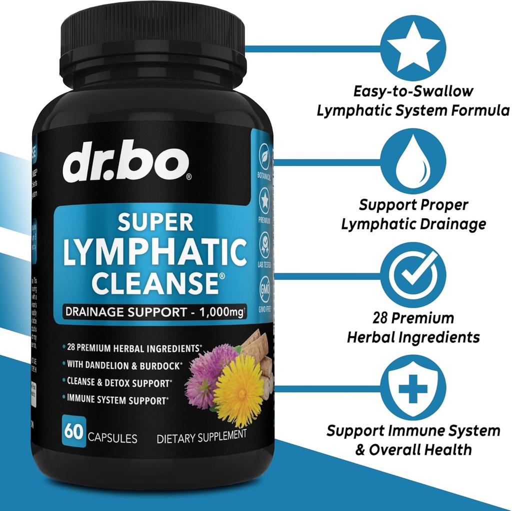 Thyroid Support & Lymphatic Drainage Supplements - Thyroid Supplement Complex Vitamin & Lymphatic Support Total Herbal Cleanse Products with Echinacea - Lymph Node Detox Cleanse System Drainage 4