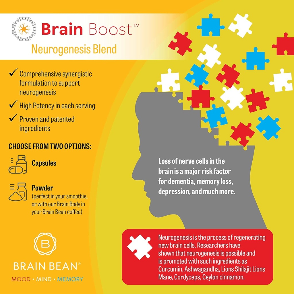 Brain Boost Capsules | with Curcumin, Cordyceps, Hericium, Ceylon Cinnamon, Purified Shilajit, and Ashwagandha | 30 Servings 4