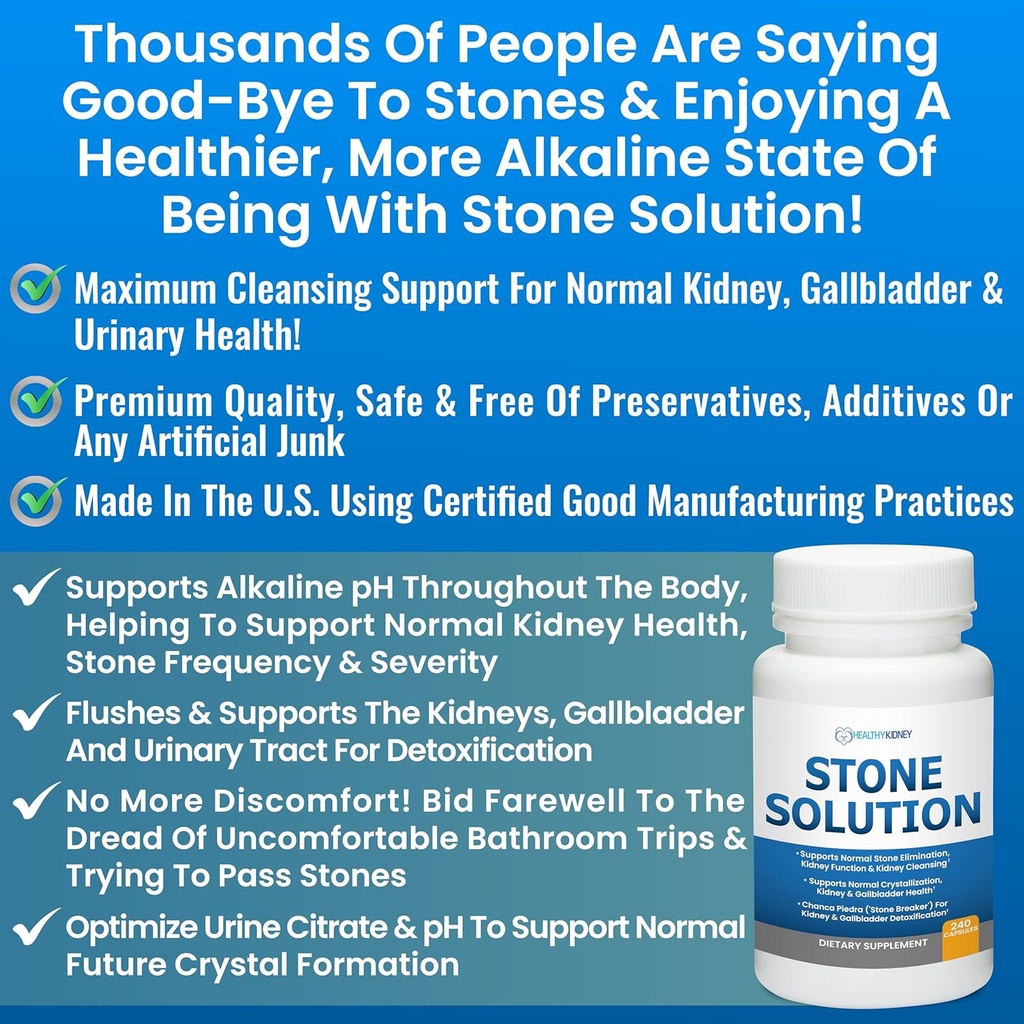 Stone Solution Capsules- Natural Dissolver, Kidney Stone Support & Kidney Cleanser, 60 Servings + Kidney Shield 120 Caps Kidney Supplement to Support Normal Kidney Function and Support Kidney Health 4