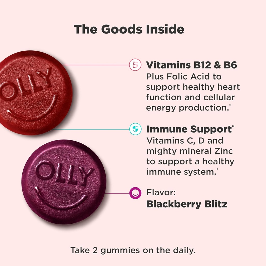 OLLY Men's Multivitamin Gummy, Immune Support, Vitamins A, C, D, E, B, Lycopene, Zinc, BlackBerry, 60 Day Supply - 120 Count 4