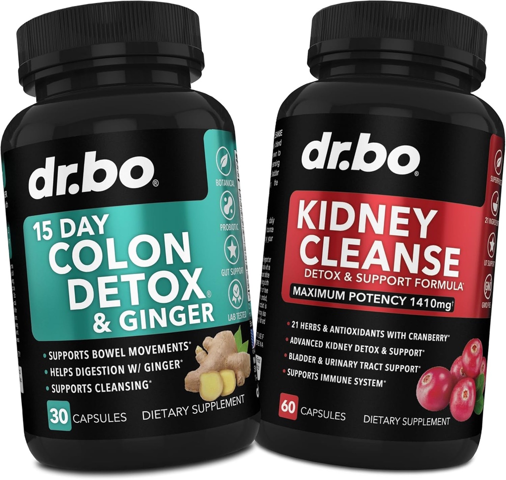 Colon Cleanser Detox & Kidney Cleanse - 15 Day Colon Cleanse Pills with Ginger & Kidney Detox Support Supplement Cranberry - Bowel Movement Supplements for Intestinal Stomach Bloating Gut & Kidneys 2