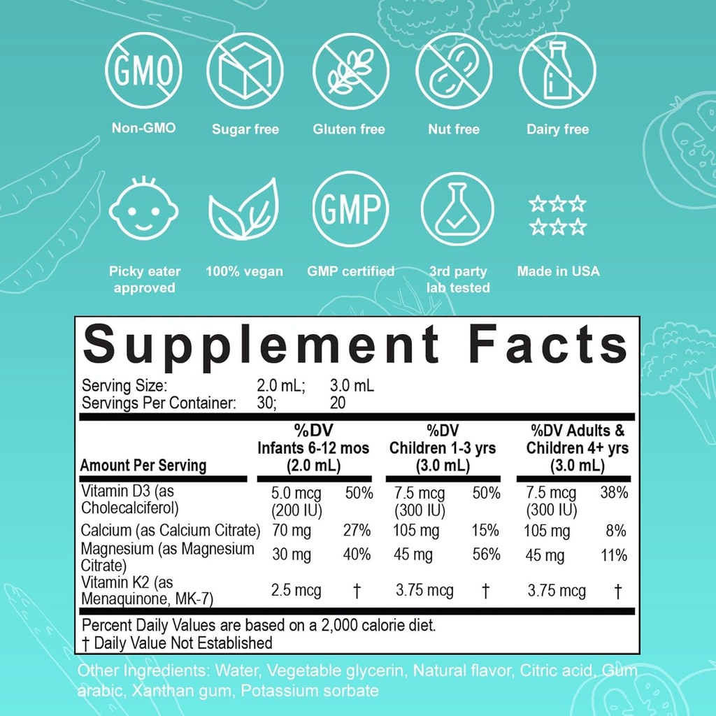 Nuvamin – Liquid Calcium & Magnesium Drops for Baby, Toddlers, Kids, & Adults, 2Fl.Oz (60ml), 30 Daily Servings. Great Taste - All Natural - Vegan - Superior Absorption 5