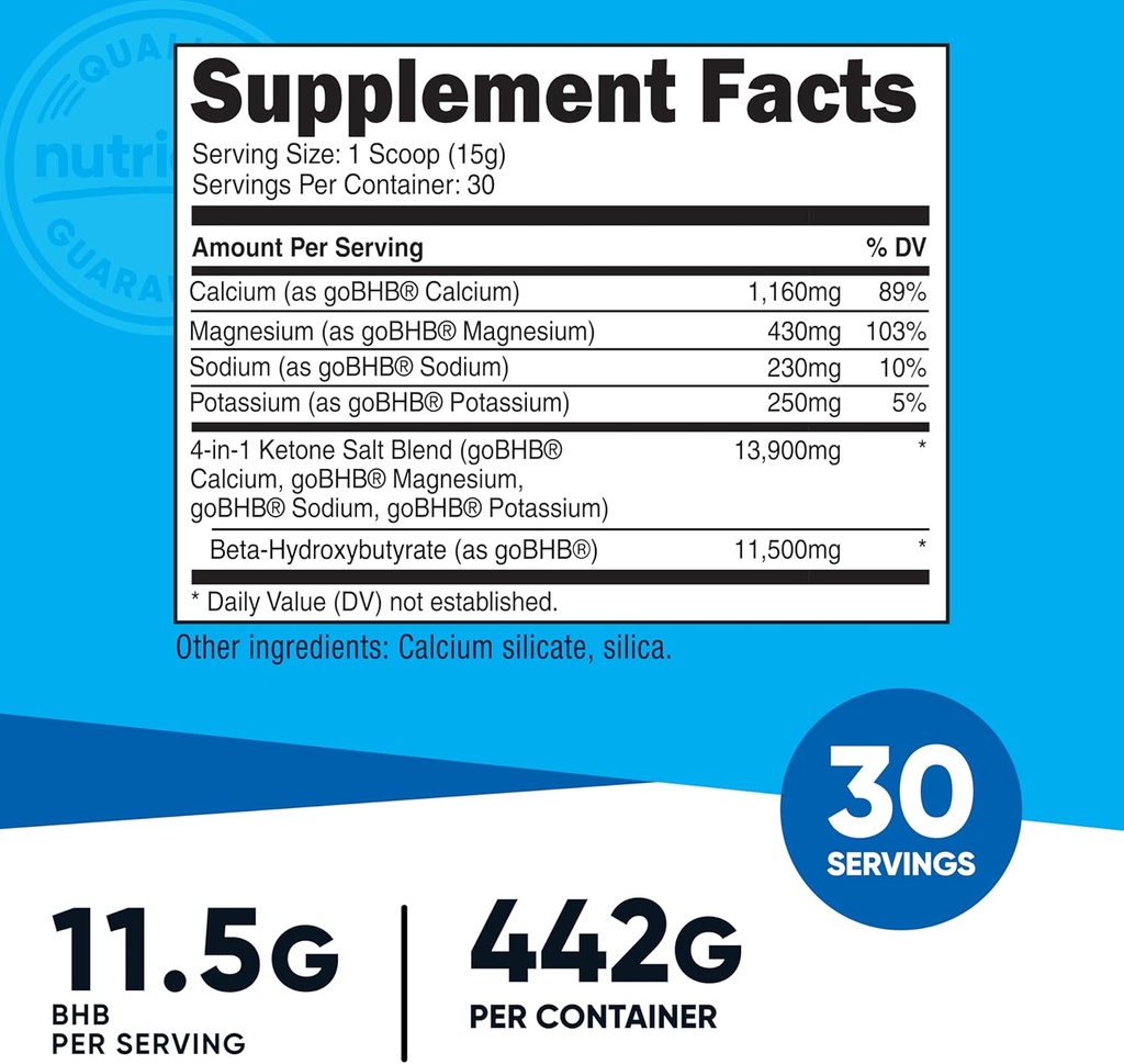 Nutricost Keto BHB Exogenous Ketones 4-in-1 (30 Servings) 12g Beta-Hydroxybutyrate (BHB) Per Serving, (Unflavored) - Ketone Salts 3