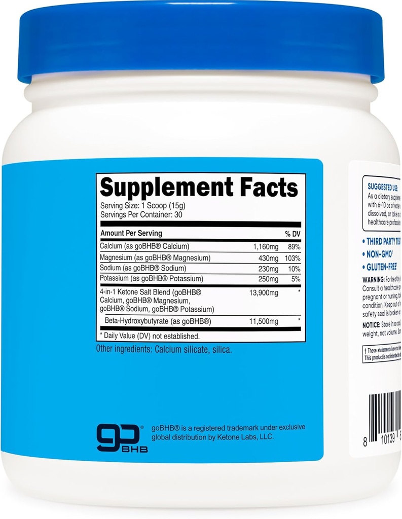 Nutricost Keto BHB Exogenous Ketones 4-in-1 (30 Servings) 12g Beta-Hydroxybutyrate (BHB) Per Serving, (Unflavored) - Ketone Salts 6