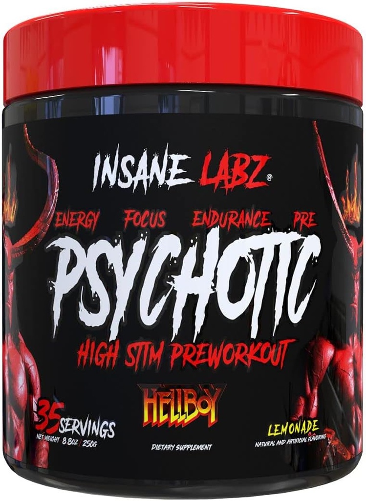 Insane Labz Hellboy Bundle, Psychotic Hellboy Pre Workout and Insane Amino BCAA, Increase Muscle Mass, Strength, Focus and Recovery Time, Lemonade 3