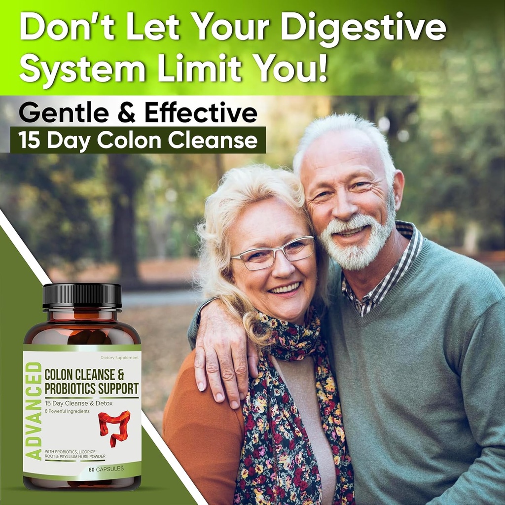 15 Day Gut Cleanse Detox for Women & Men - Advanced 15 Days Colon Cleanse with Probiotics and Psyllium Husk for Constipation Relief, Digestive Health, Colon Cleanser & Gut Health.60 Caps. 4