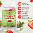 Vitamin D3 Jelly Beans - Chewable Vitamins Gummies for Kids Immune Support - Multivitamin Supplements for Bone & Joint Support - 2,000 IU Vegetarian Gummy - 120 Strawberry Flavor Beans 4