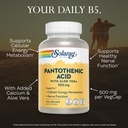 SOLARAY Pantothenic Acid 500mg - Vitamin B 5 for Coenzyme-A Production and Energy Metabolism, Hair, Skin, and Nails Support - Vegan, Lab Verified, 60-Day Guarantee - 100 Servings, 100 VegCaps 4
