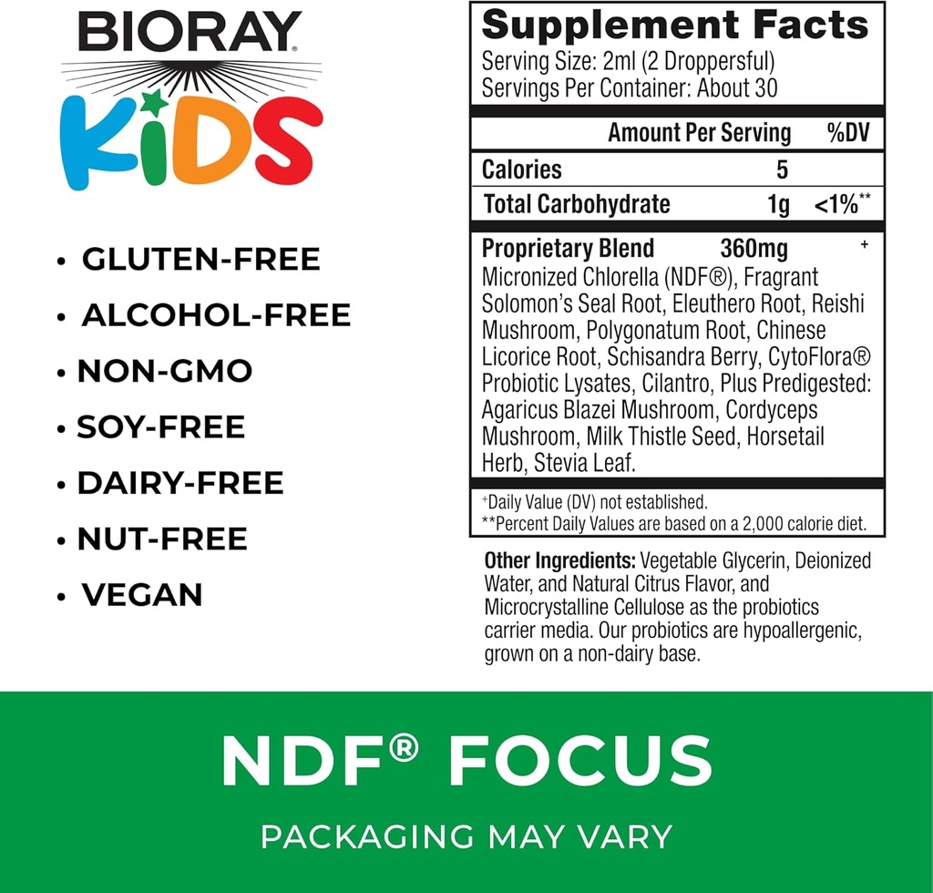 BIORAY Kids NDF Focus, Citrus - 2 fl oz - Supports Cognitive Function, Enhances Clarity & Promotes Steady Energy Levels - Non-GMO, Vegetarian, Gluten Free - 1-2 Month Supply 3