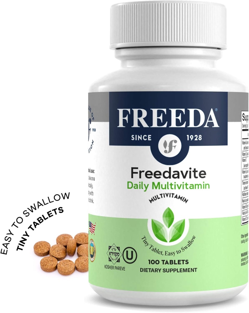 Freedavite Tiny Tablet - Moderate Multivitamin for Men and Women - Vitamin A, C, D, E, B1, B2, B6, B12, Biotin, Calcium, Zinc, Iron, Magnesium, Manganese, Copper, Selenium, Iodine - 100 Count 5