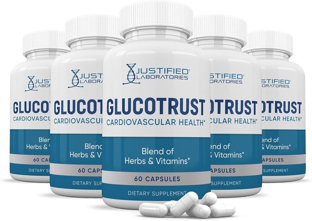 Justified Laboratories (5 Pack Glucotrust Advanced Formula Supplement Pills 300 Capsules 2