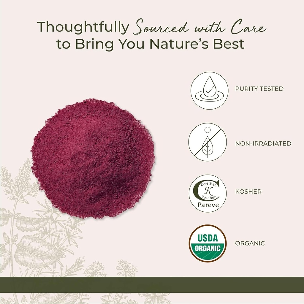 Starwest Botanicals Organic Beet Root Powder for Men & Women - Use for Juice, Smoothies, & Tea, Natural Energy Support, Ground Beet Root, Certified Kosher, Non-GMO - Bulk 1 lb Bag 5