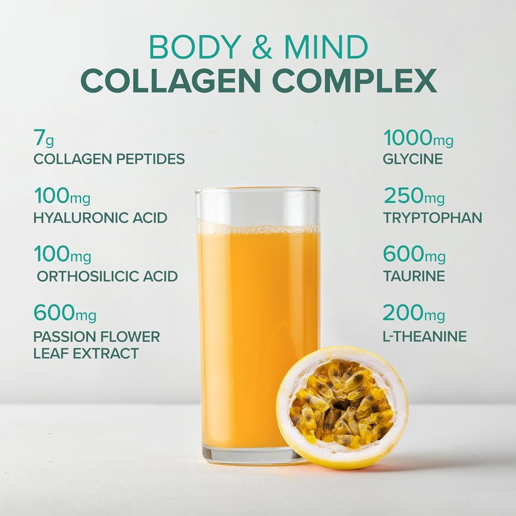 Essential Nutrition Collagen Resilience - Hydrolyzed Collagen Peptides Powder with Hyaluronic Acid, Silicon, Amino-Acids & Passion Flower Extract - Passion Fruit - 14.3 oz (30 Servings) 5