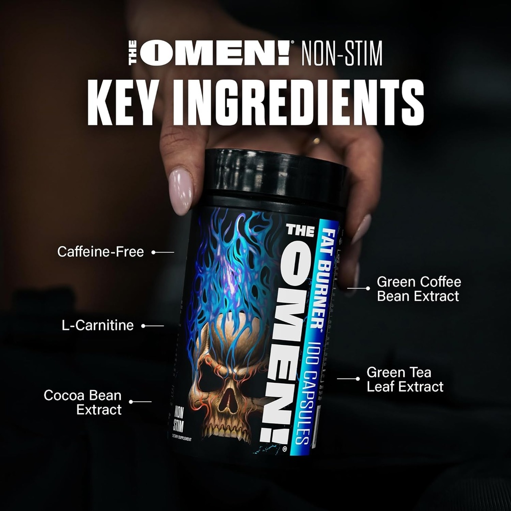 JNX SPORTS The Omen! Non-Stimulant Thermogenic Fat Burner – Caffeine-Free Dietary Supplement for Men & Women | Appetite Suppressant & Metabolism Booster | 100 Capsules 4