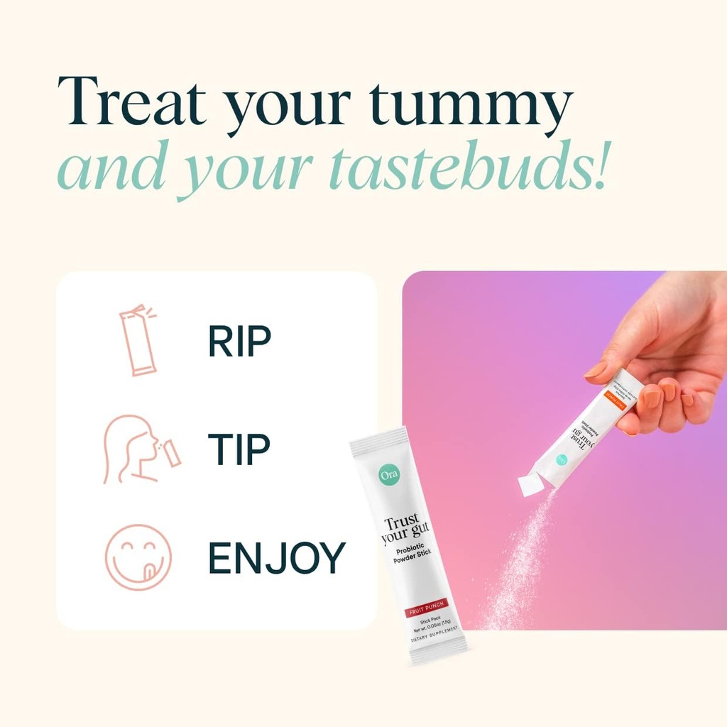 Ora Organic Probiotic Pixies with Prebiotics - Vegan Probiotics for Digestive Health | Dairy-Free, Gluten-Free, No Sugar Added, for Sensitive Stomachs - 30 Fast Dissolving Powder Sticks 4