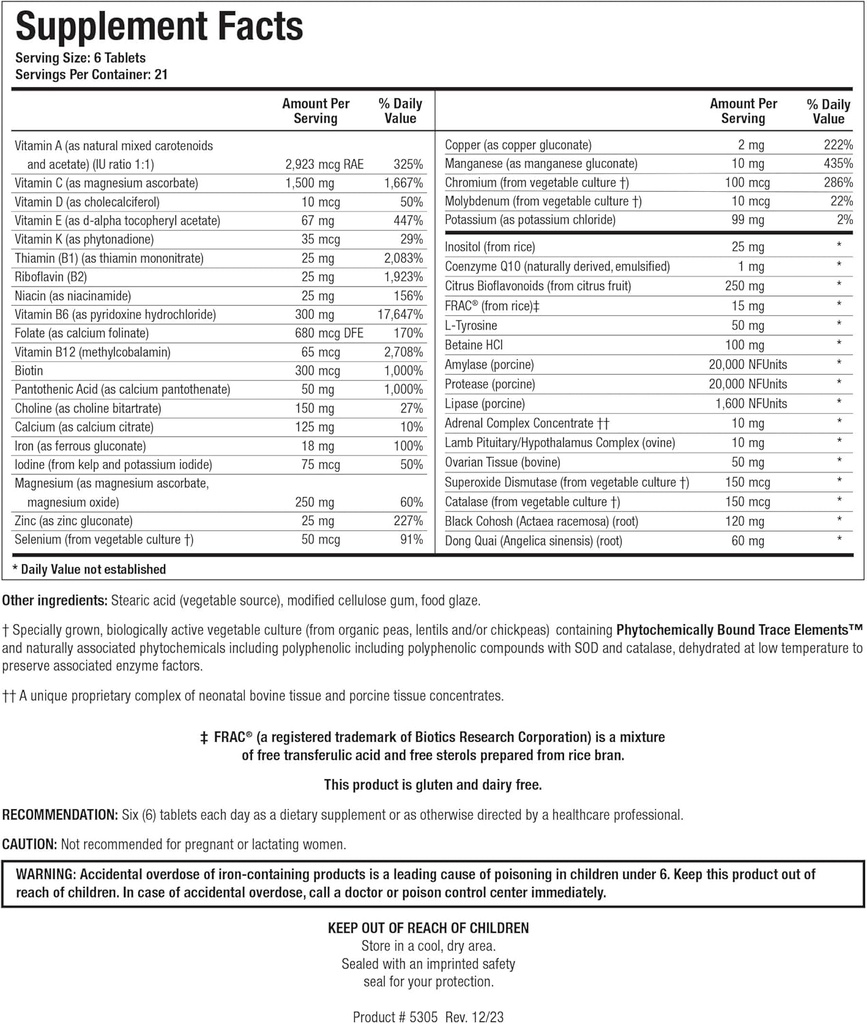 Biotics Research Equi Fem Multi-Vitamin Mineral Supplement for Women, High Dose Multi for Pre Menstrual Support, Hormonal Support, Black Cohosh, Dong Quai, Digestive Enzyme Support 126 Tablets 2