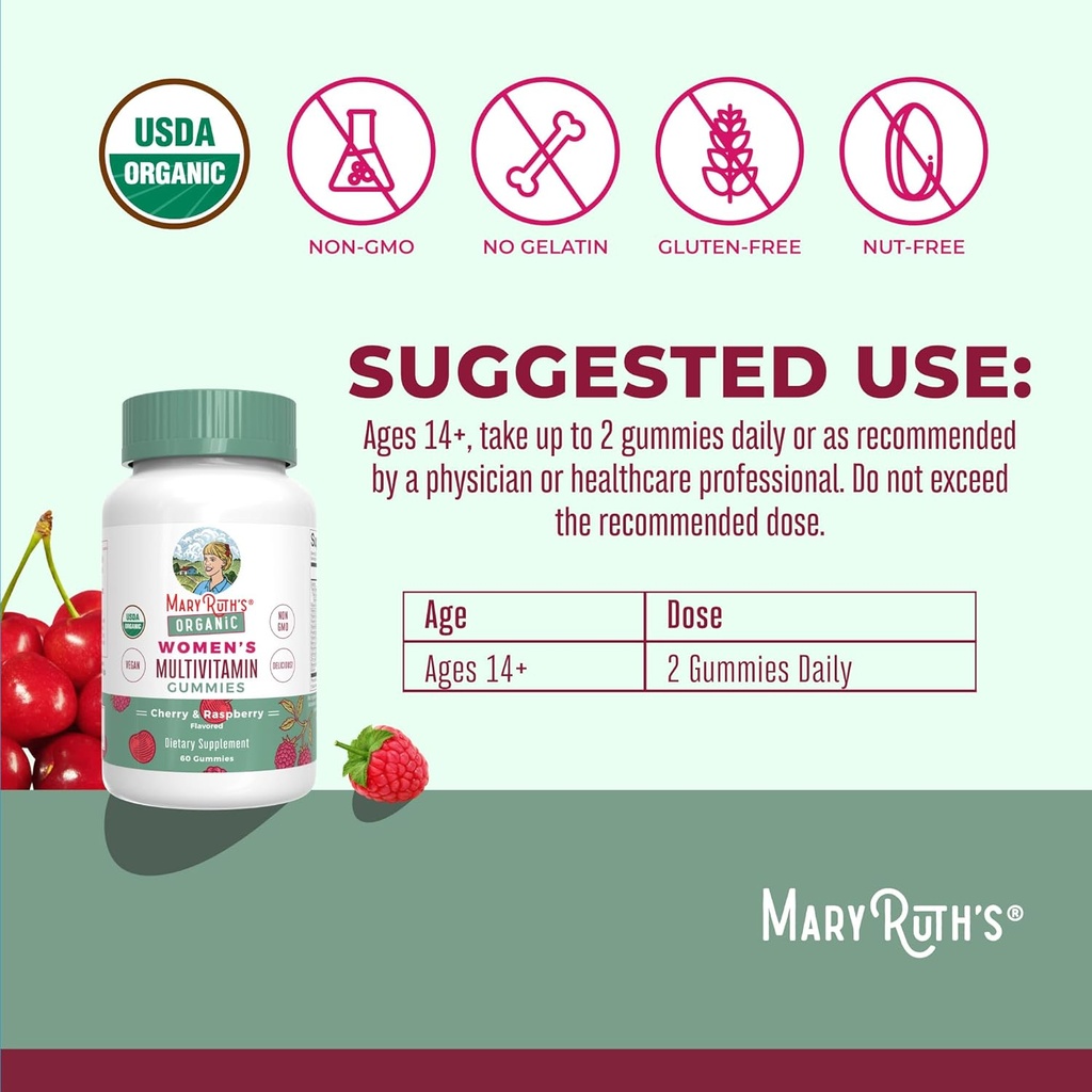 MaryRuth's Multivitamin Gummies for Women (Cherry & Raspberry) & Liquid Nighttime Multimineral Coconut (32oz) | Clean Label Project Verified® | Vegan | Beauty, Bedtime Routine, & Overall Health 5