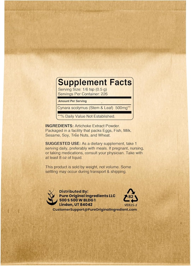 PURE ORIGINAL INGREDIENTS Artichoke Extract (4 oz) Herbal Supplement, Gluten-Free, Non-GMO 3