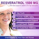Resveratrol Supplement 1500mg - Resveratrol Gummies Supports NAD⁺, NMN & NMNH Synergy, with Quercetin, Grape Seed, Acai Berries Extracts for Antioxidant, Healthy Aging & longevity, Skin, Brain - 2Pcs 6