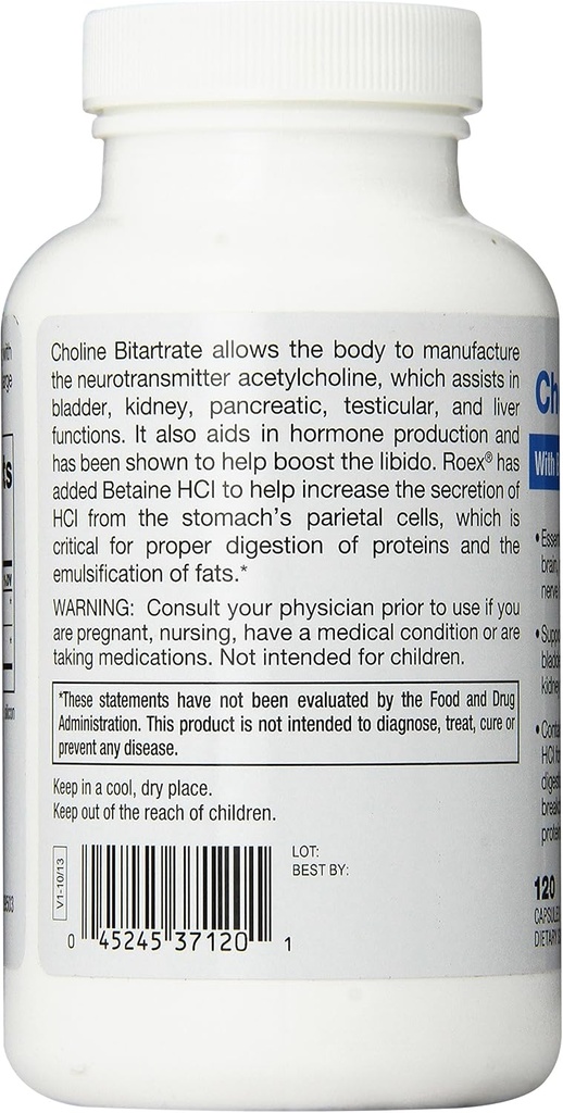 Roex Vitamins | Choline Bitartrate | Improved Brain Activity | Cellular Function | Nutritional-Supplement | 120 Count 3