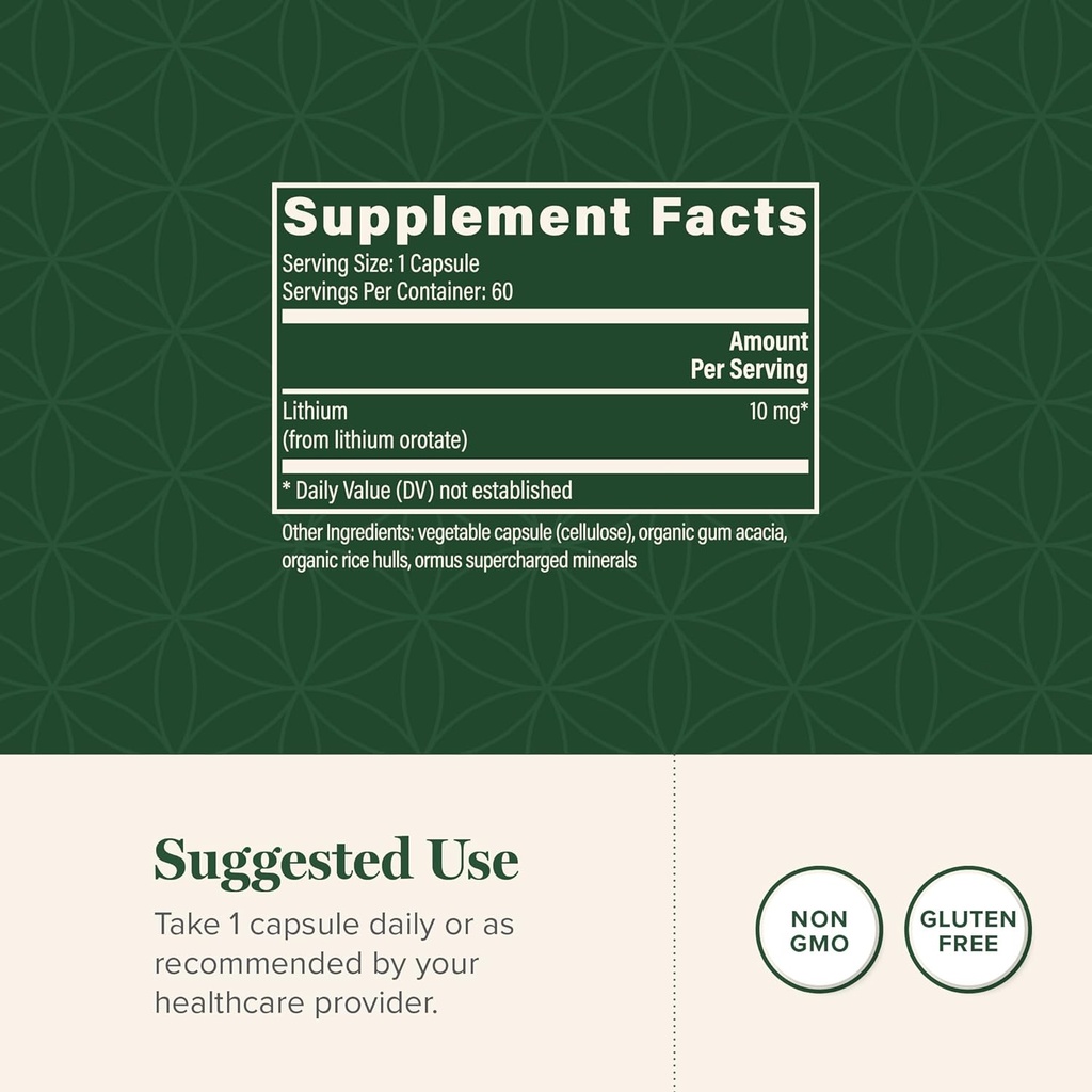 Global Healing Center - Lithium Orotate 10mg - Non-GMO, Gluten Free, Vegan Friendly Brain Health Lithium Supplement for Supporting Mood, Function, and Clarity (60 Capsules) 4