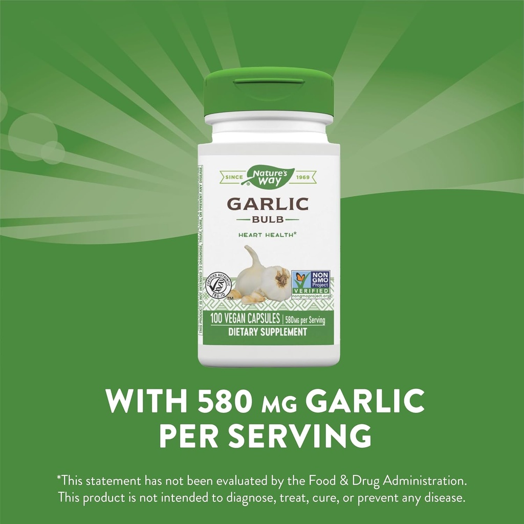Nature's Way Garlic Bulb, Supports Heart Health*, 100 Vegan Capsules (Pack of 2) 4