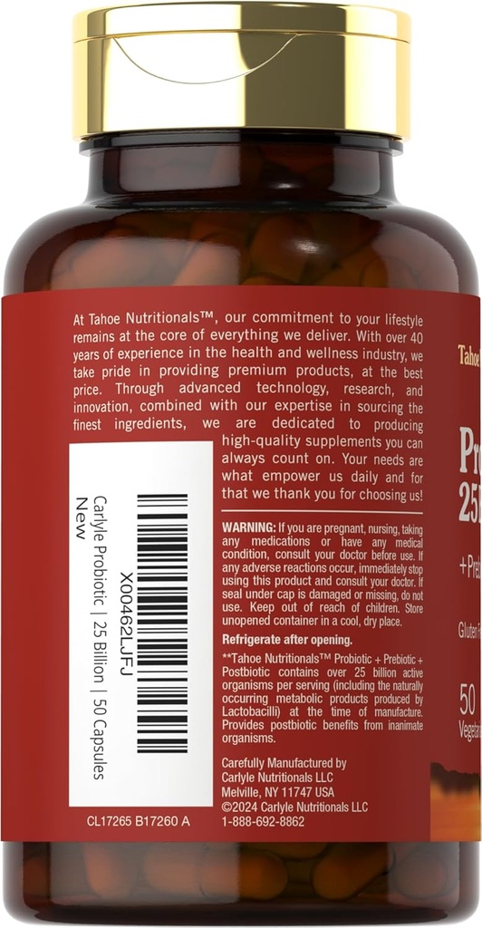 Tahoe Nutritionals Prebiotic, Probiotic & Postbiotic | 25 Billion CFU | 50 Powder Pills | Men and Women's Digestive Health | Vegetarian and Non-GMO Supplement 4