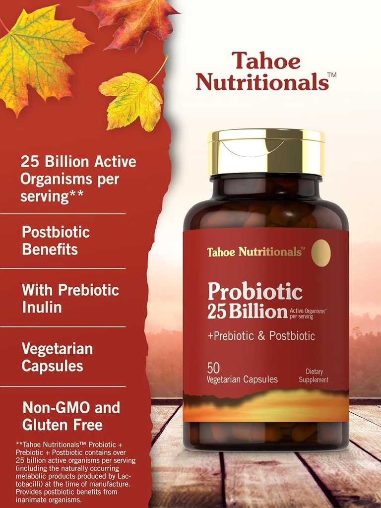 Tahoe Nutritionals Prebiotic, Probiotic & Postbiotic | 25 Billion CFU | 50 Powder Pills | Men and Women's Digestive Health | Vegetarian and Non-GMO Supplement 5