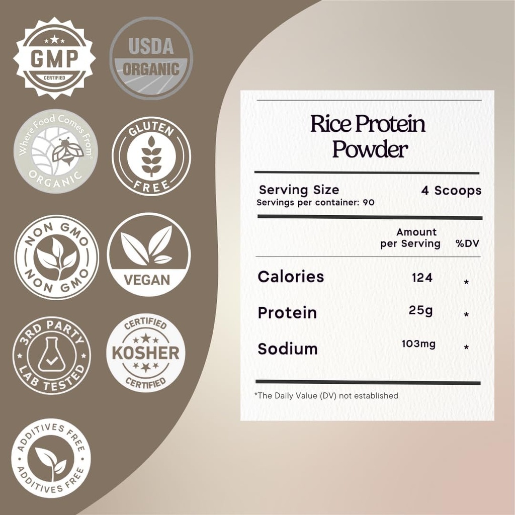 Zen Principle Organic Brown Rice Protein 6 LB. USDA Certified Organic. Unflavored. Non-GMO. Vegan. 3