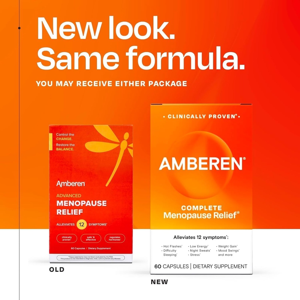 Amberen Menopause Supplement for Women, 180 Capsules, Clinically Proven, Helps Support Hormone Balance, Helps Relieve 12 Menopause Symptoms: Hot Flashes, Night Sweats, Mood Swings and More 3