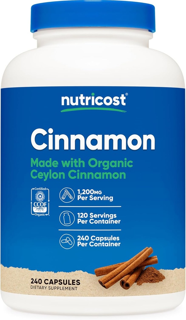 Nutricost Cinnamon Capsules (240 Capsules) 1200mg per Serving - Gluten-Free 2