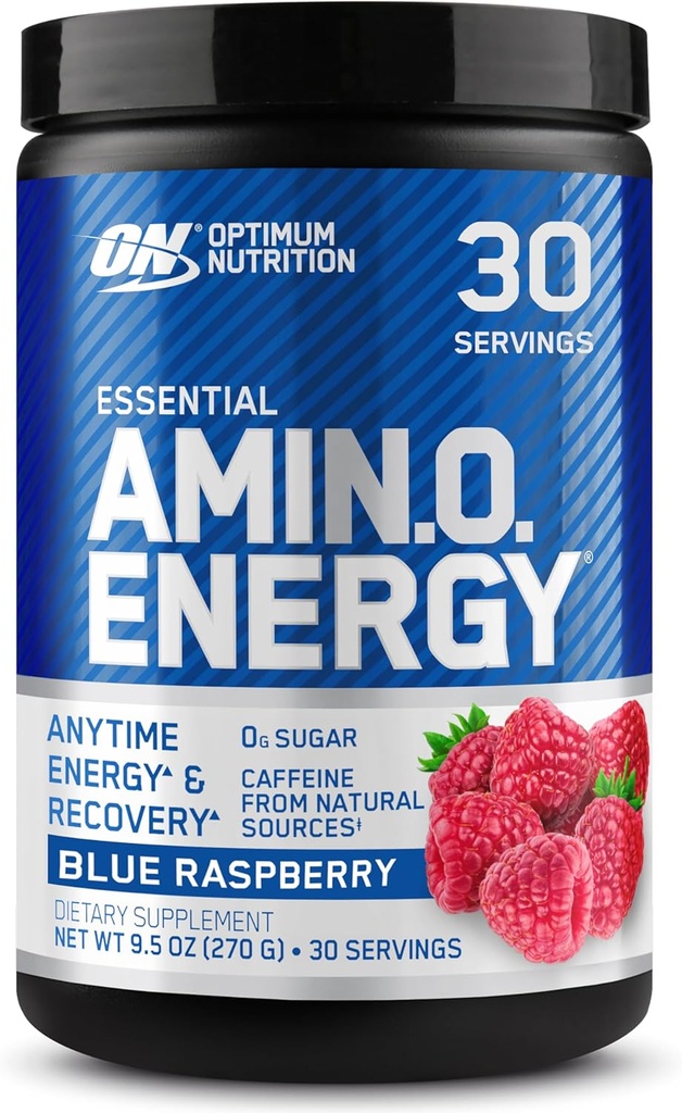 Optimum Nutrition Amino Energy - Pre Workout with Green Tea, BCAA, Amino Acids, Keto Friendly, Green Coffee Extract, Energy Powder - Blue Raspberry, 30 Servings (Packaging May Vary) 2