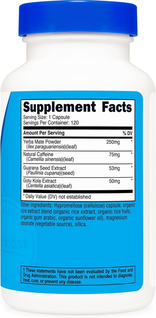 Nutricost Natural Energy Pills Complex 120 Capsules, 100mg Caffeine - Gluten Free - Non-GMO 6