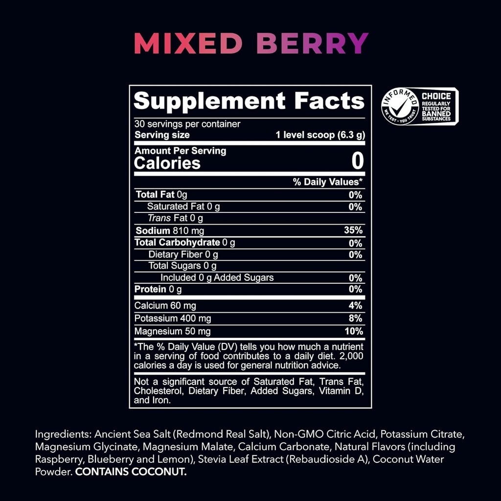 REDMOND Re-Lyte Electrolyte Drink Mix, Mixed Berry, 30 serving SMALL 6.88oz jar 3