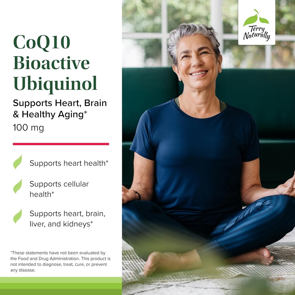 Terry Naturally CoQ10 BioActive Ubiquinol - Cellular Energy Support Supplement - BioActive CoQ10 Supplement - Nutritional Supplement to Aid Healthy Aging & Brain Health - 60 Softgels 4