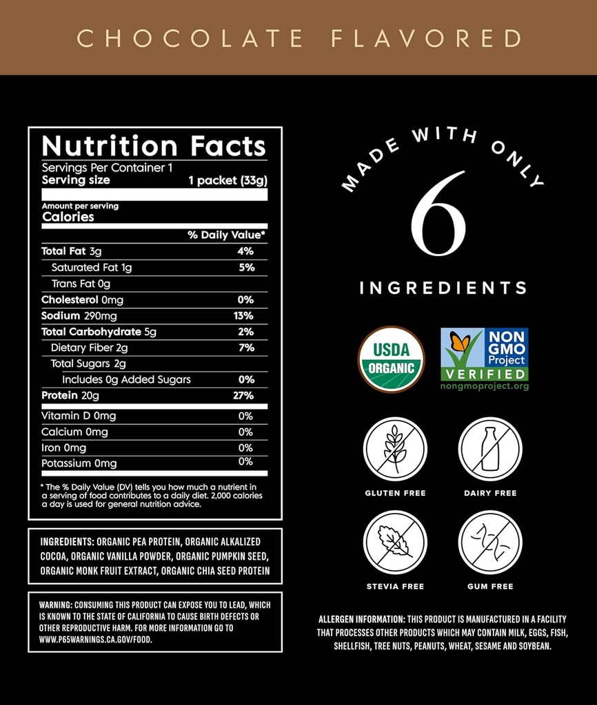 Truvani Vegan Pea Protein Powder | Chocolate | 20g Organic Plant Based Protein | Single Serving Travel Packets | 10 Servings | Keto | Gluten & Dairy Free | Low Carb | No Added Sugar 3