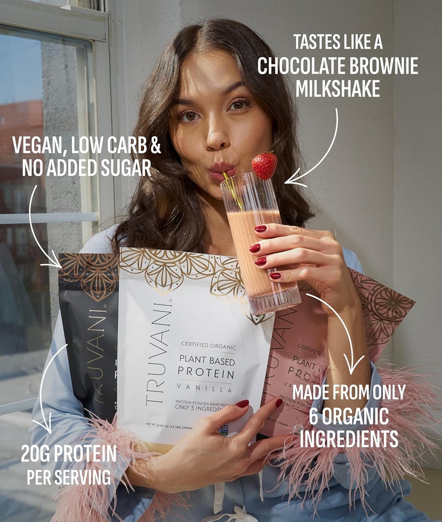 Truvani Vegan Pea Protein Powder | Chocolate | 20g Organic Plant Based Protein | Single Serving Travel Packets | 10 Servings | Keto | Gluten & Dairy Free | Low Carb | No Added Sugar 4