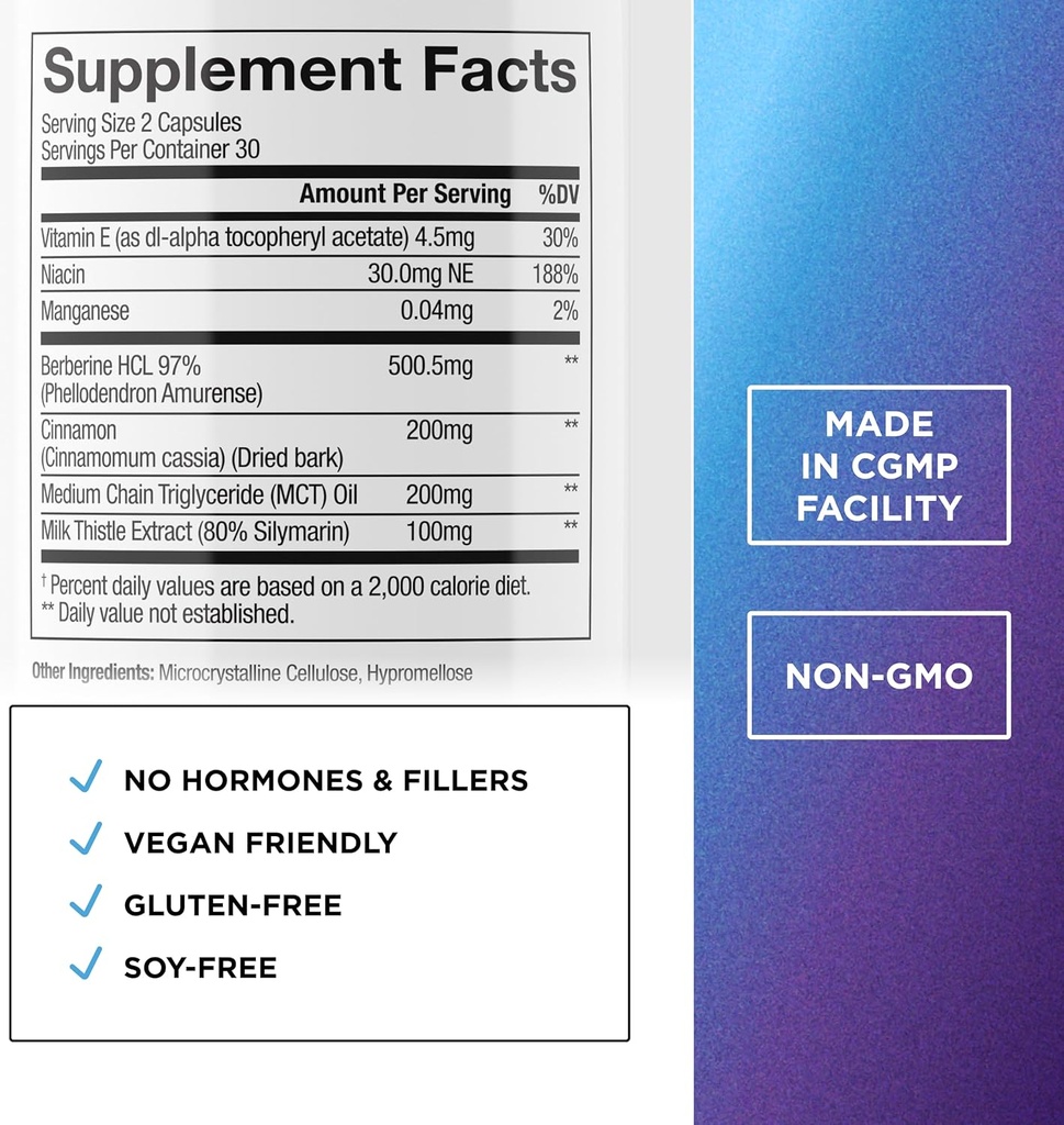 DR. EMIL NUTRITION Berberine 500mg Capsules | Cinnamon Supplement | MTC Oil & Milk Thistle | Berberine HCL | Made in The USA | 30-Day Supply 3