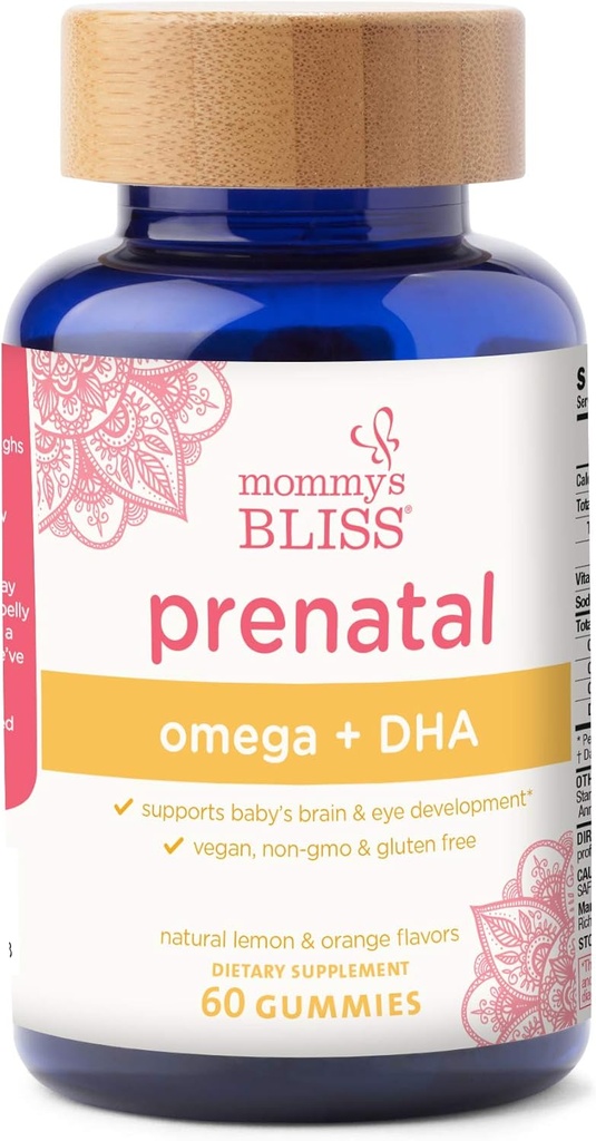 Mommy's Bliss Prenatal Vitamin with Omega & DHA: Supports Baby's Brain & Eye Development with Vitamin C, Omega 3, 6, 9, & DHA, Vegan, Gluten Free, Non-GMO, 60 Gummies (20 Servings) 2