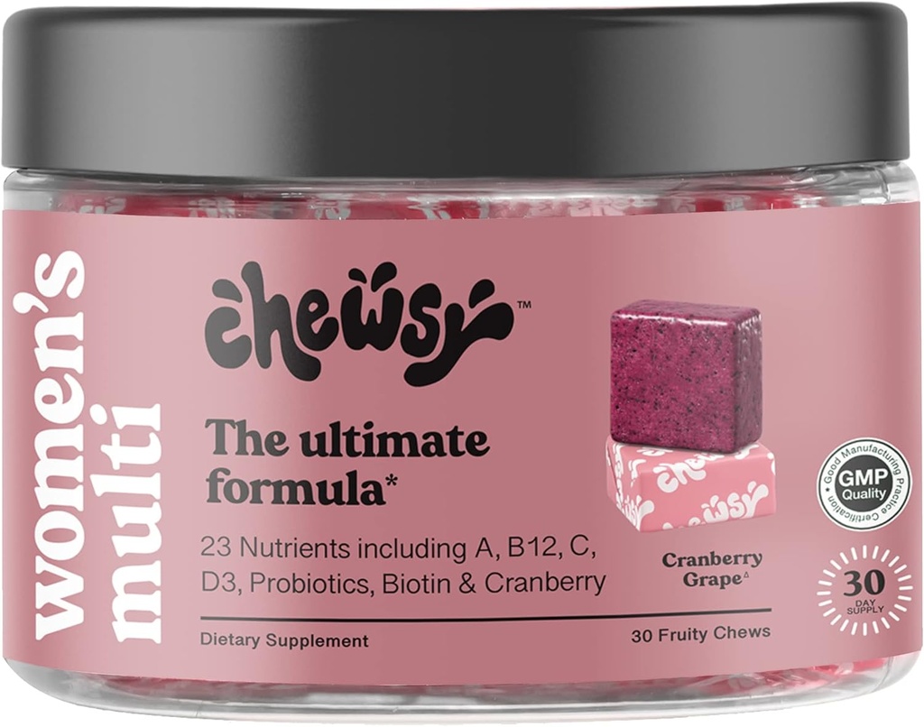 CHEWSY Women's Multivitamin - Immune & Energy Support - 23 Nutrients Including A, B12, C, Folic Acid, Probiotics, Biotin, Cranberry - 30-Day Supply 2
